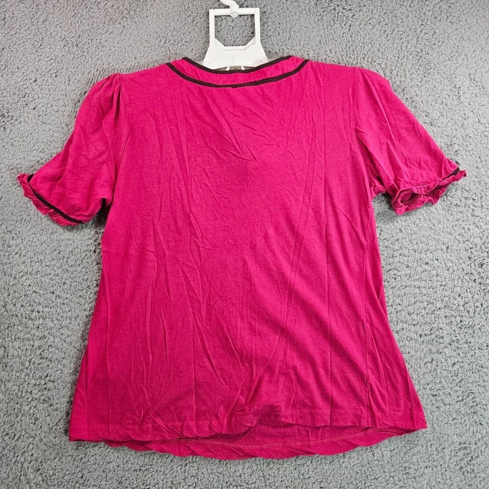 Tory‎ Burch Top Womens Medium Embroidered Tie Neck Pink Casual - M